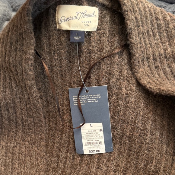 Universal Thread Brown Ribbed Open-Front Cardigan - Picture 2 of 3